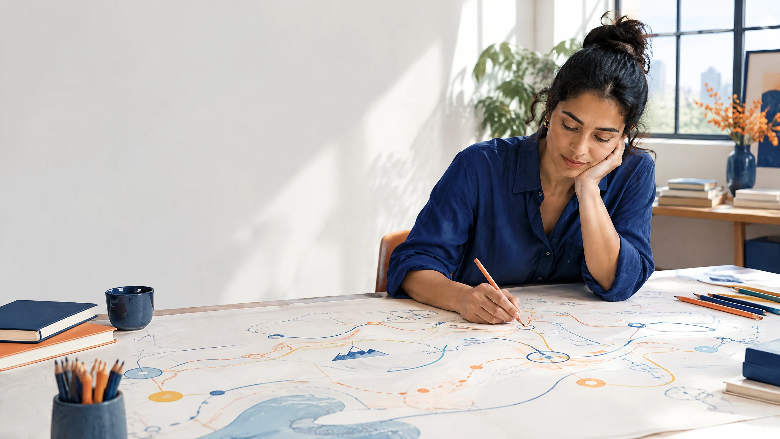 Professional mapping a career direction at a table
