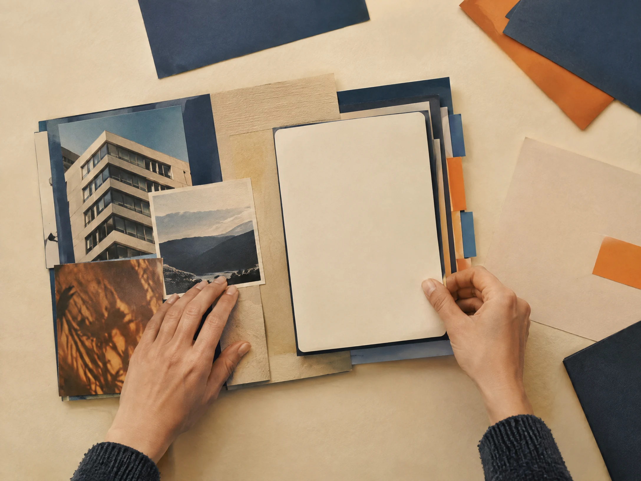Career folio papers and tabs on a desk
